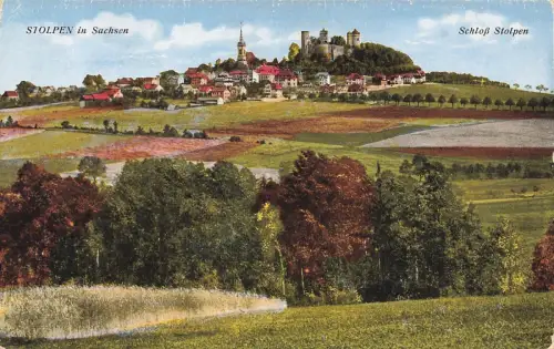 AK Stolpen Stadtansicht Schloss Sachsen ungelaufen Postkarte