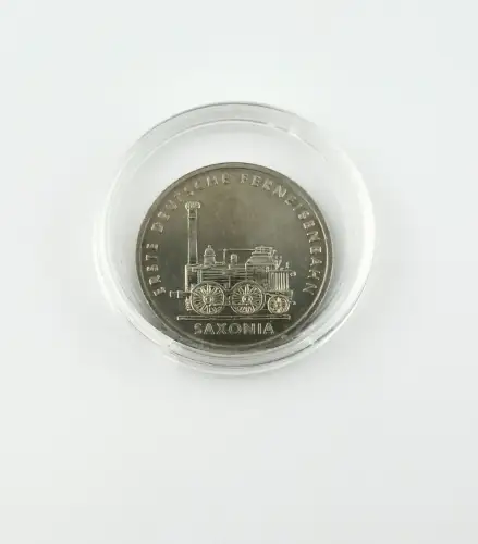 DDR Münze 5 Mark 1988 Saxonia + Buch Eröffnung der Leipzig - Dresdner Eisenbahn