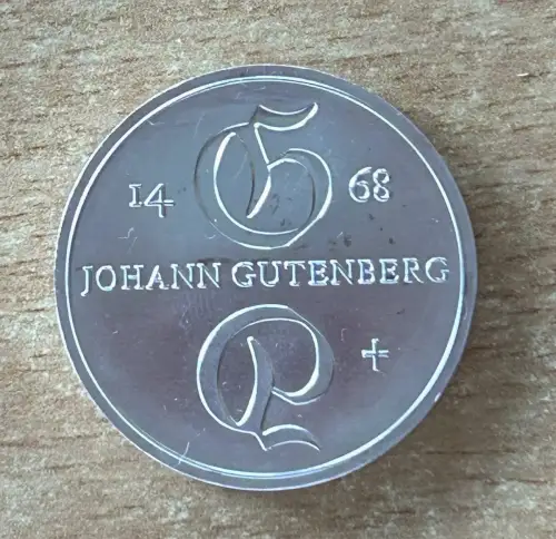 10 Mark 1968 Johann Gutenberg DDR Silber Münze