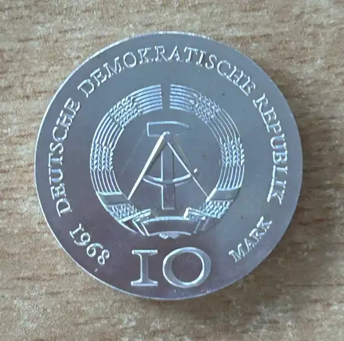 10 Mark 1968 Johann Gutenberg DDR Silber Münze