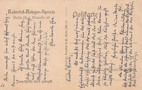 AK 1.WK Jung Afrika wird geimpft Kolonial Krieger Spende ungelaufen Patriotika