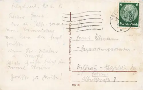 AK Helgoland Gesamtansicht Schleswig-Holstein 1935 gelaufen Postkarte