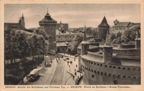 AK Krakau Barbakans Florianer Tor Polen 1942 gelaufen Postkarte