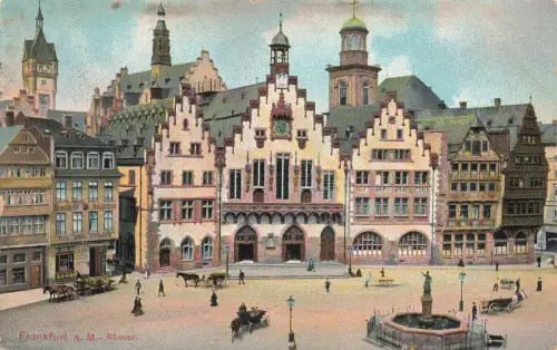AK Frankfurt am Main Römer Hessen gelaufen 1913 Postkarte