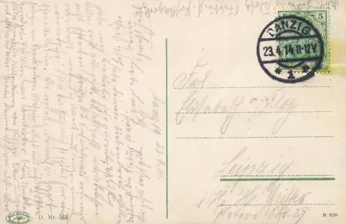 AK Danzig Langebrücke Dampfschiff Krahntor Danzig 1914 gelaufen Postkarte