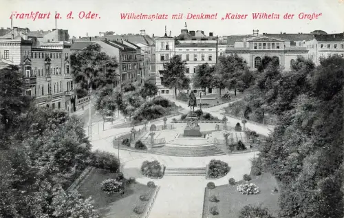 AK Frankfurt Oder Wilhelmsplatz Denkmal Brandenburg 1915 gelaufen Postkarte