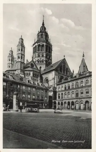 AK Mainz Dom vom Leichhof Rheinland-Pfalz 1935 gelaufen Postkarte