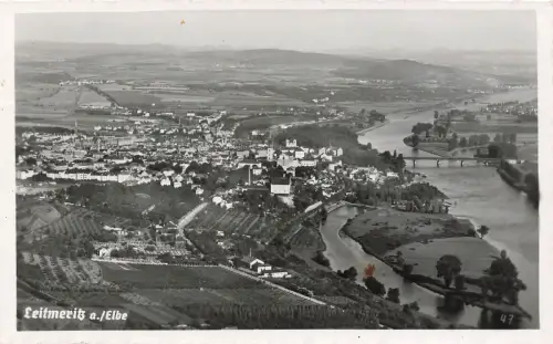 AK Leitmeritz Stadtansicht Brücke Böhmen 1940 gelaufen Postkarte