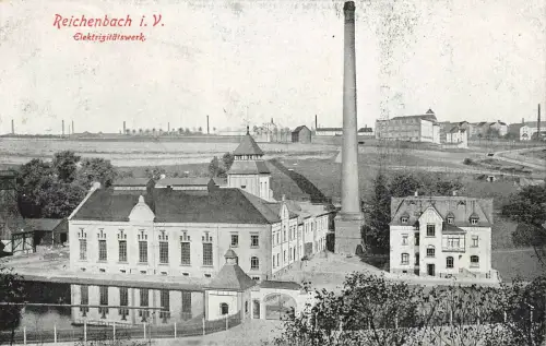 Reichenbach i. V. Elektrizitätswerk Postkarte AK 1918