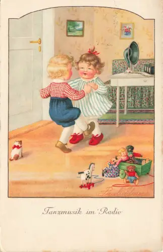 Tanzmusik im Radio Künstler Pauli Ebner 2484 Postkarte 1929 gelaufen