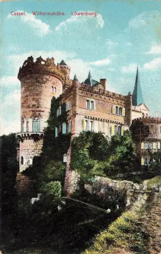 AK Kassel Wilhelmshöhe Löwenburg Hessen 1914 gelaufen Postkarte