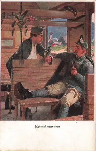 AK 1.WK Kriegskameraden Deutscher-Österreicher Soldaten 1918 gelaufen Patriotika