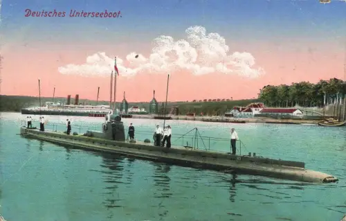 AK 1.WK Deutsches Unterseeboot Matrosen 1916 ungelaufen Patriotika Postkarte