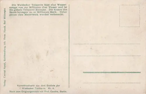 AK Edertal Waldecker Talsperre Sperrmauer Hessen ungelaufen Postkarte