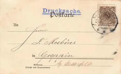 AK Aschersleben Wilhelmsplatz Denkmal Sachsen-Anhalt 1900 gelaufen Postkarte