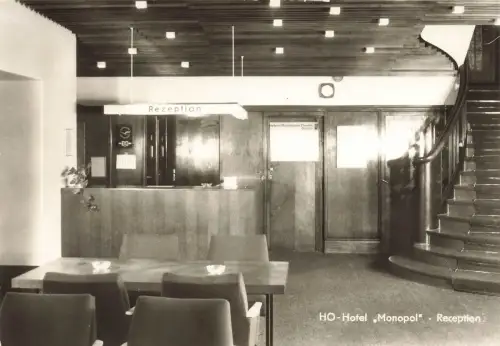 AK Görlitz HO Hotel Monopol Rezeption Sachsen ungelaufen Postkarte
