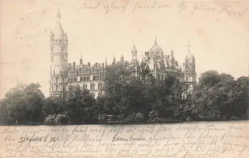 AK Schwerin Schloss Mecklenburg-Vorpommern 1905 gelaufen Postkarte