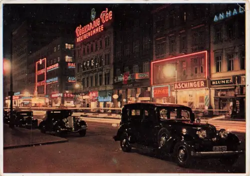 AK Berlin Saarlandstraße Autos Nachtansicht Berlin ungelaufen Postkarte