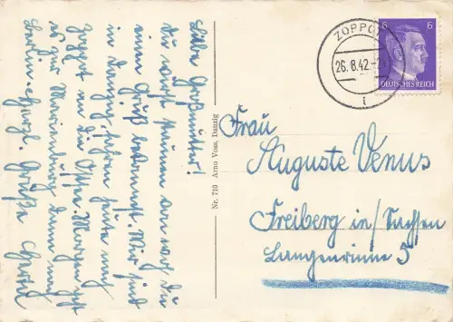 AK Danzig Artushof Neptunbrunnen Danzig 1942 gelaufen Postkarte