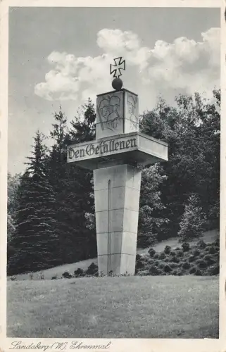 AK Landsberg Gorzów Wielkopolski Ehrenmal Ostbrandenburg 1938 gelaufen Postkarte