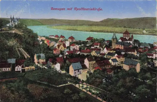 Remagen mit Apollinariskirche AK 1917