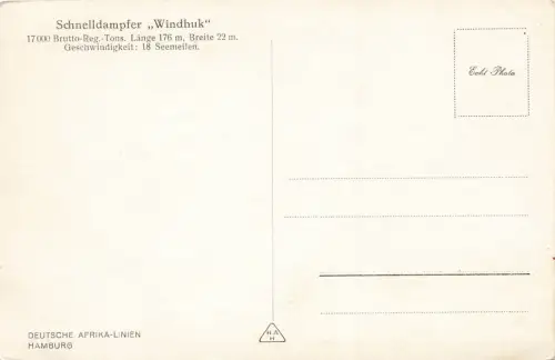 AK Schnelldampfer Windhuk ungelaufen Postkarte