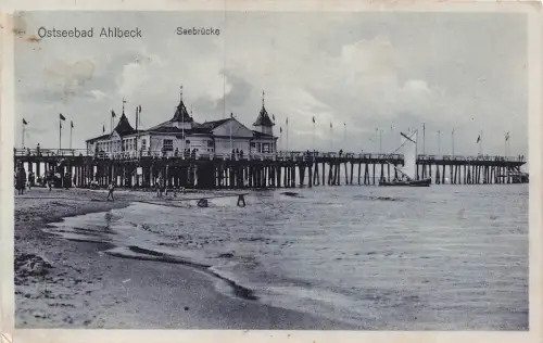 AK Ahlbeck Ostseebad Seebrücke Mecklenburg-Vorpommern ungelaufen Postkarte