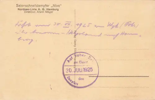 AK Salonschnelldampfer Nixe Sächsisch Böhmischen Gesellschaft 1925 gelaufen