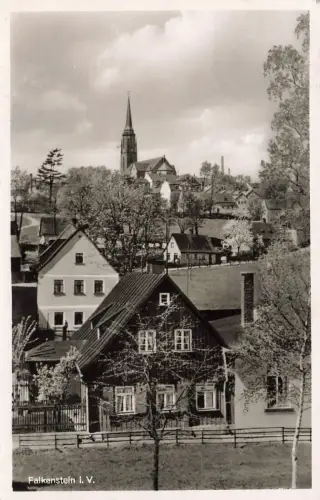 AK Falkenstein Kirche Häuser Sachsen Vogtland 1942 gelaufen Postkarte