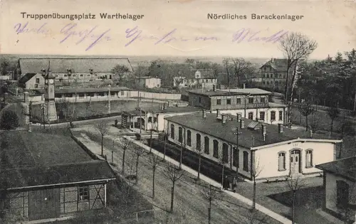 AK Posen Übungsplatz Warthelager Nördliches Barackenlager Posen 1915 gelaufen