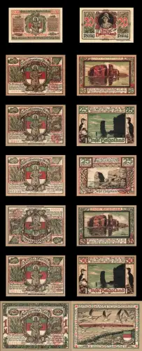 7 x Notgeld HELGOLAND Spar-und Leihkasse der Landgemeinde