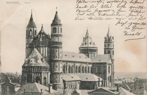 AK Worms Dom Rheinland-Pfalz 1906 gelaufen Postkarte