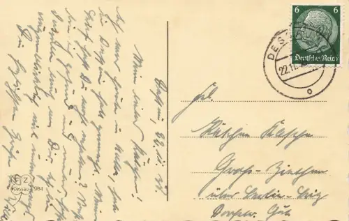 AK Dessau Funkplatz Statue Sachsen-Anhalt 1938 Postkarte