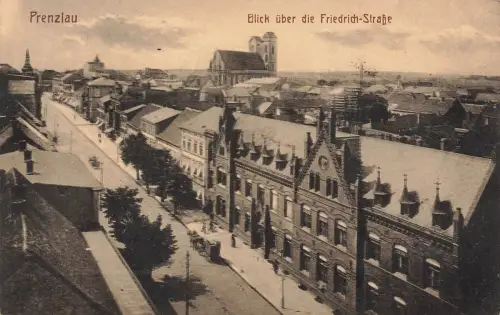 AK Prenzlau Friedrich Straße Brandenburg 1928 gelaufen Postkarte