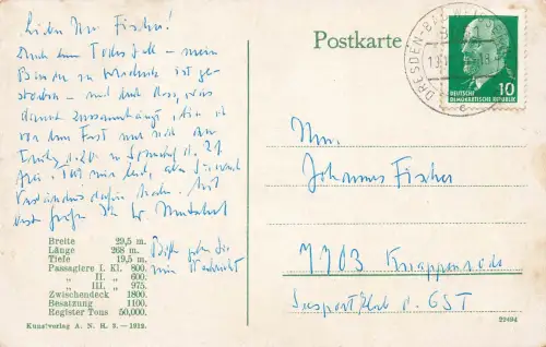 AK Passagierschiff Imperator H.A.P.A.G 1934 gelaufen Postkarte