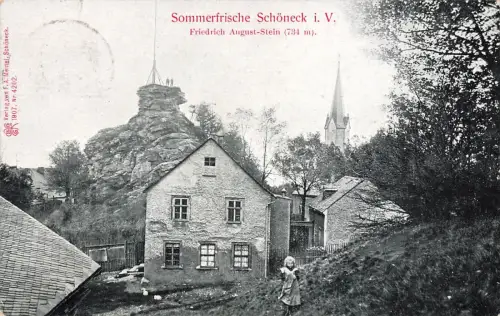 AK Schöneck Friedrich August Stein Mädchen Sachsen Vogtland 1908 Postkarte