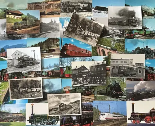 Lot / Konvolut 50 AK Eisenbahn Zug Lokomotive ab 1950
