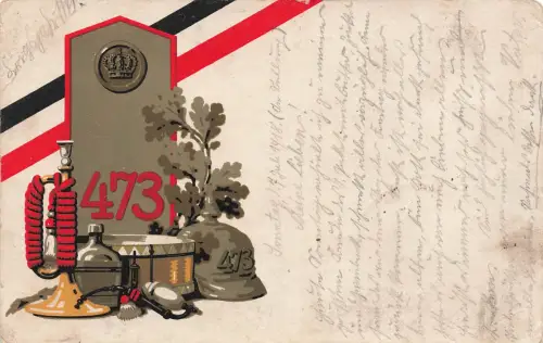 AK 1.WK Schulterklappe Helm Regiment 473 Sachsen 1918 Patriotika Postkarte