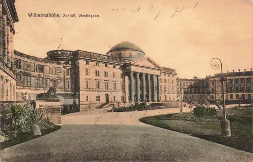 AK Wilhelmshöhe Schloss Westfacade Hessen 1913 gelaufen Postkarte