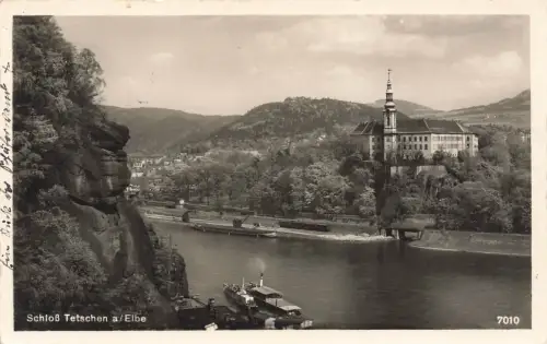 AK Tetschen Bodenbach Schloss Elbe Böhmen 1940 gelaufen Feldpostkarte