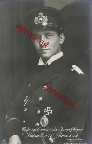 Portrait See-Kampfflieger Leutnant z. S. Boenisch Postkarte Sanke 37 AK