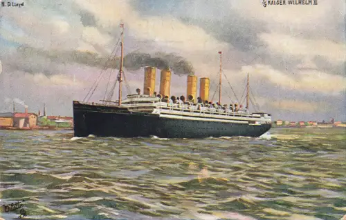 AK Schnelldampfer Kaiser Willhelm II Norddeutscher Lloyd ungelaufen Postkarte