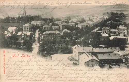 AK Bad Elster Stadtansicht Kurort Kirche Sachsen 1900 gelaufen Postkarte