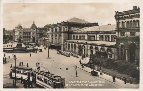 AK Hannover Hauptbahnhof Ernst August Platz Niedersachsen 1931 Postkarte