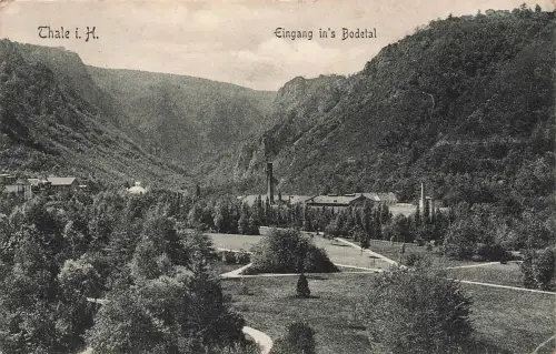 AK Thale Eingang Bodetal Harz Sachsen-Anhalt ungelaufen Postkarte