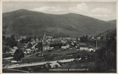 AK Marschendorf IV. Sommerfrische Stadtansicht Böhmen 1936 gelaufen Postkarte