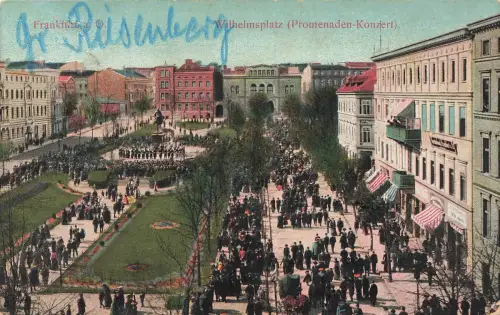 AK Frankfurt Wilhelmsplatz Promenaden Konzert Brandenburg gelaufen Feldpostkarte