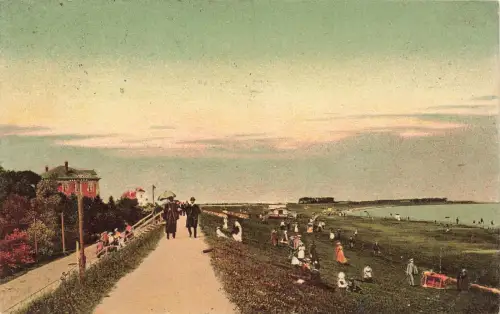 Nordseebad Cuxhaven Deichpromenade u. Karrenbadv Postkarte AK 1903