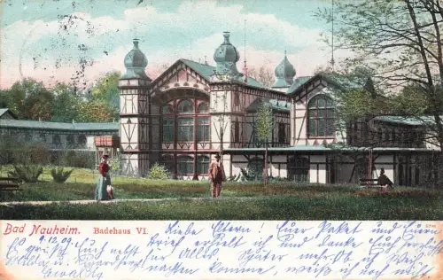 Badehaus VI in Bad Nauheim Hessen Postkarte AK 1909