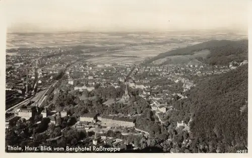 Thale Harz Blick vom Berghotel Roßtrappe Postkarte AK